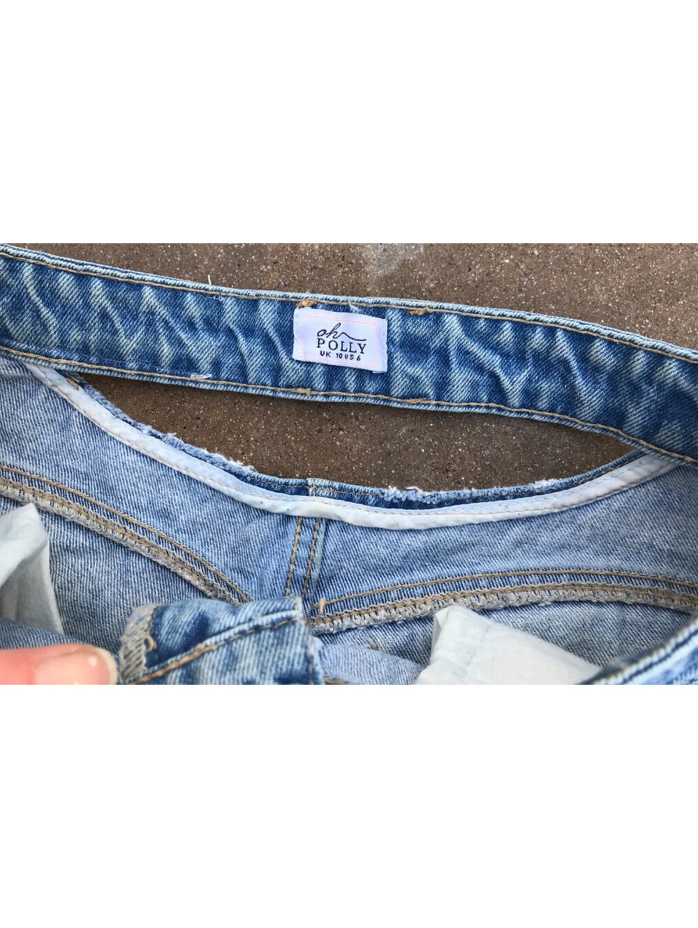 Oh Polly Women's Baggy High Rise Distressed Denim Blue Jeans Y2K Style Open Back - Picture 9 of 13